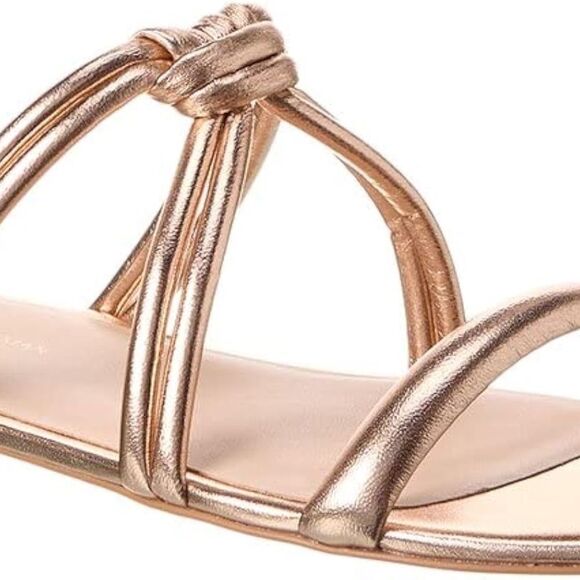 Stuart Weitzman Rose Gold Women's Flat Slide Sandal with Twist Knot Detail Sz 10 - Picture 2 of 8